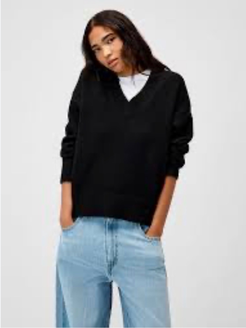 V-Neck Knit Sweater Vest - Black